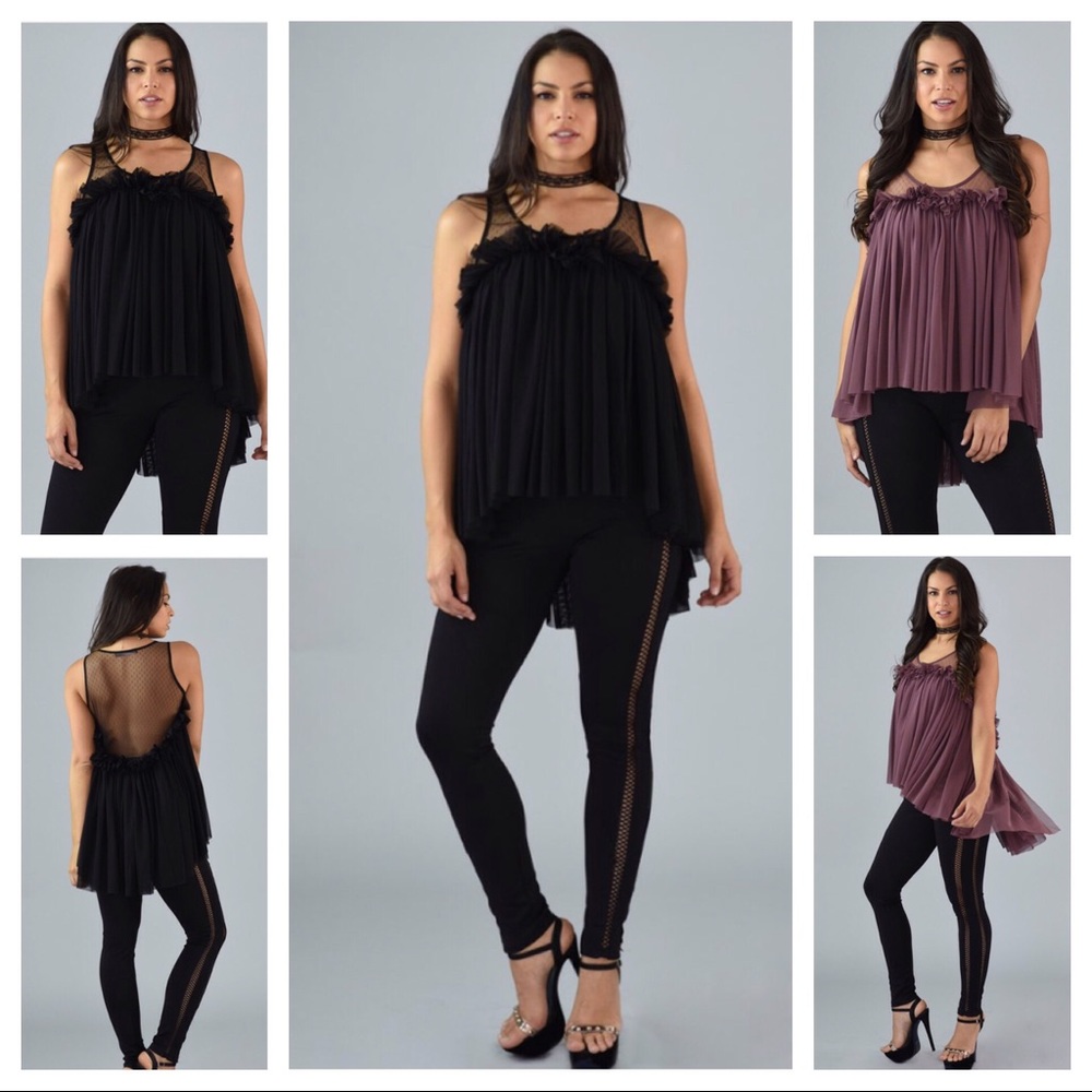 Ana Sleeveless Mesh Top - Mauve - Picture 3 of 3